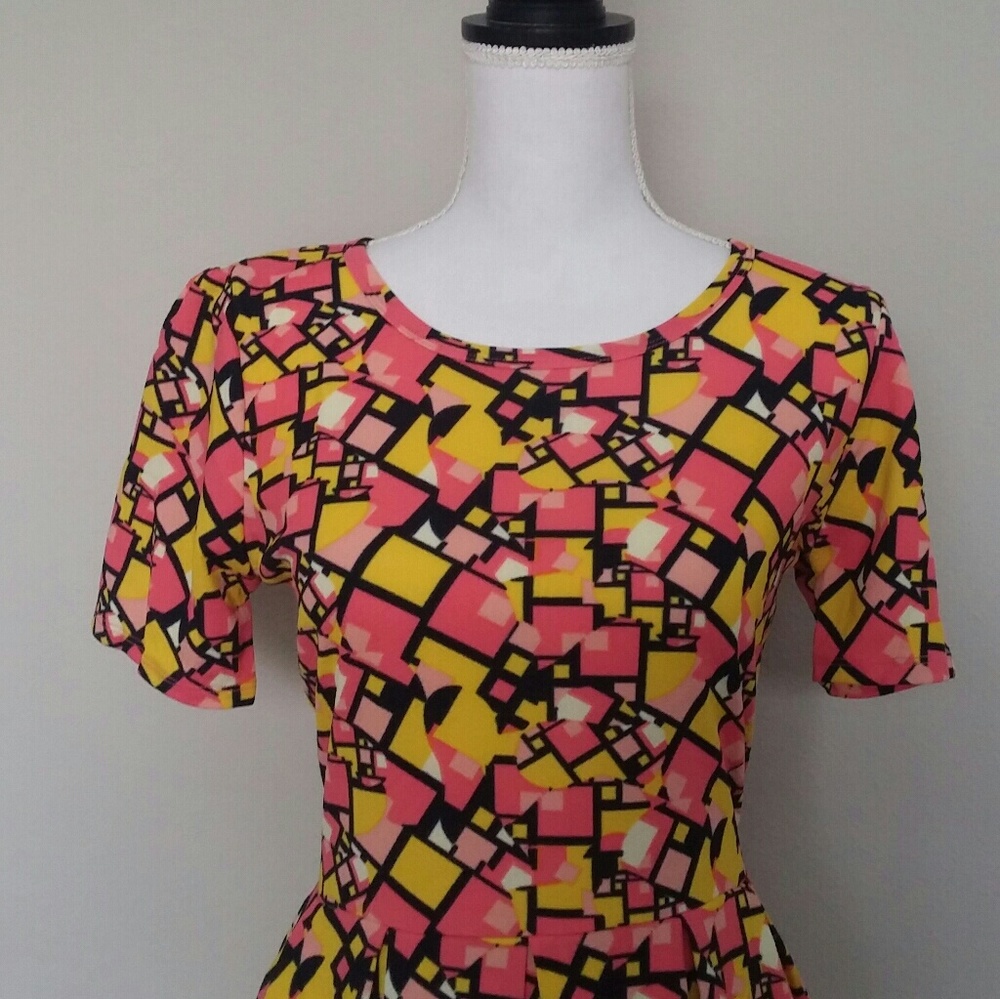 Lularoe Amelia Pattern Midi Dress Pockets Large - Picture 2 of 8